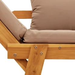 vidaXL - 2-in-1 Loungebank met taupe kussens - Massief acaciahout - 205x74x66 cm Best