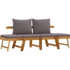 vidaXL - 2-in-1 Loungebank met donkergrijs kussens - Acaciahout - 205x74x66 cm Sale