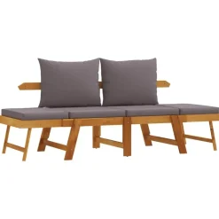 vidaXL - 2-in-1 Loungebank met donkergrijs kussens - Acaciahout - 205x74x66 cm Sale