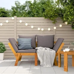 vidaXL - 2-in-1 Loungebank met donkergrijs kussens - Acaciahout - 205x74x66 cm Sale