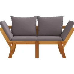 vidaXL - 2-in-1 Loungebank met donkergrijs kussens - Acaciahout - 205x74x66 cm Sale