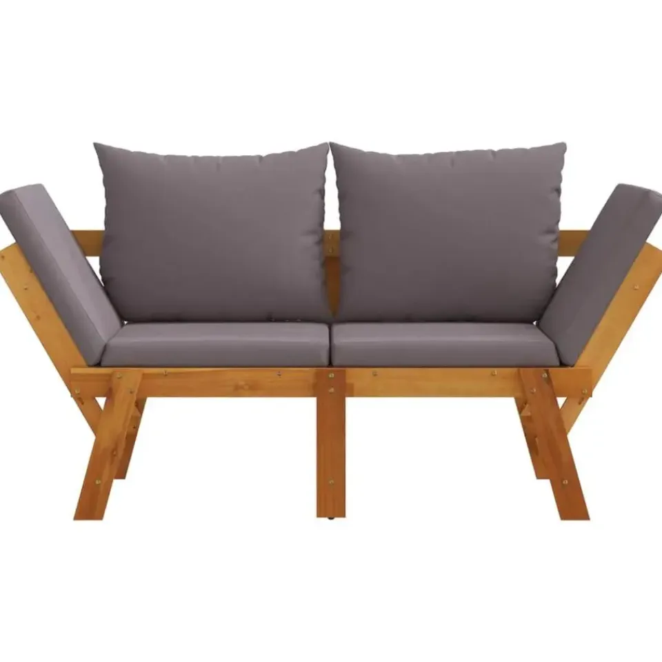 vidaXL - 2-in-1 Loungebank met donkergrijs kussens - Acaciahout - 205x74x66 cm Sale