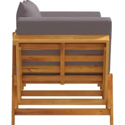vidaXL - 2-in-1 Loungebank met donkergrijs kussens - Acaciahout - 205x74x66 cm Sale