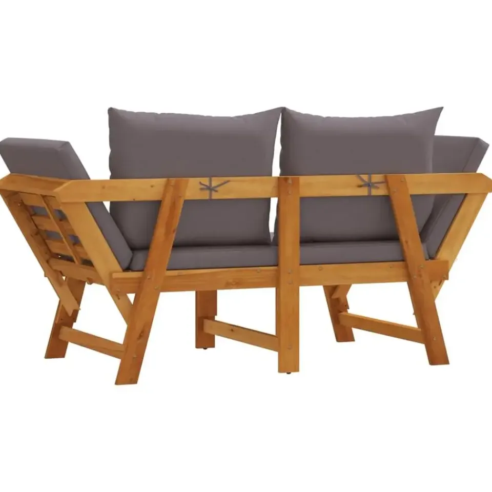 vidaXL - 2-in-1 Loungebank met donkergrijs kussens - Acaciahout - 205x74x66 cm Sale