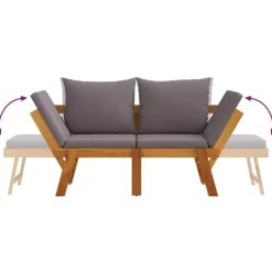 vidaXL - 2-in-1 Loungebank met donkergrijs kussens - Acaciahout - 205x74x66 cm Sale
