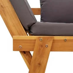 vidaXL - 2-in-1 Loungebank met donkergrijs kussens - Acaciahout - 205x74x66 cm Sale
