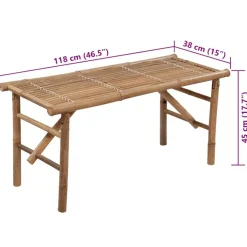 vidaXL - Inklapbaar Tuinbank met antraciet kussen - Bamboe - 118x38x45 cm