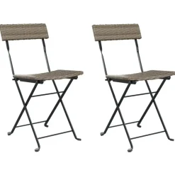 vidaXL - Inklapbare Bistrostoel - Grijs - Poly rattan en staal - 2 stuks Online