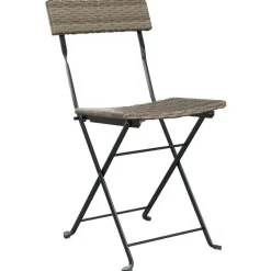 vidaXL - Inklapbare Bistrostoel - Grijs - Poly rattan en staal - 2 stuks Online
