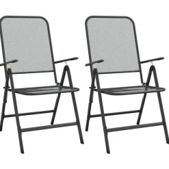 vidaXL - Inklapbare Tuinstoel - Antraciet - Metaal - 2 stuks Hot