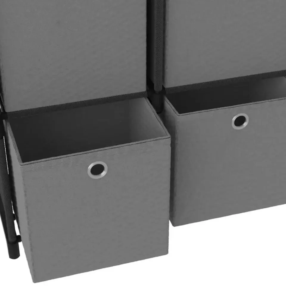 vidaXL - Kast met 4 vakken en grijs stof boxen - Zwart - 69x30x72.5 cm Outlet