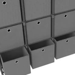 vidaXL - Kast met 12 vakken en grijs stof boxen - Grijs - 103x30x141 cm Hot