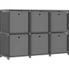 vidaXL - Kast met 6 vakken en grijs stof boxen - Grijs - 103x30x72.5 cm Clearance