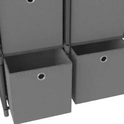 vidaXL - Kast met 6 vakken en grijs stof boxen - Grijs - 103x30x72.5 cm Clearance