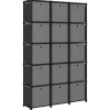 vidaXL - Kast met 15 vakken en grijs stof boxen - Zwart - 103x30x175.5 cm New