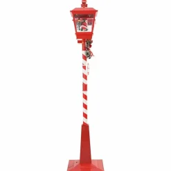 vidaXL - Kerststraatlamp met 2 lantaarns 40,5x80x188 cm - Rood - Metaal en PVC Outlet