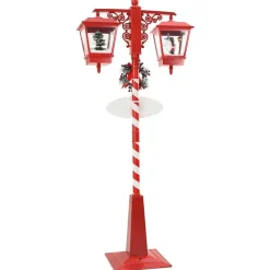 vidaXL - Kerststraatlamp met 2 lantaarns 40,5x80x188 cm - Rood - Metaal en PVC Outlet