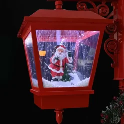 vidaXL - Kerststraatlamp met 2 lantaarns 40,5x80x188 cm - Rood - Metaal en PVC Outlet