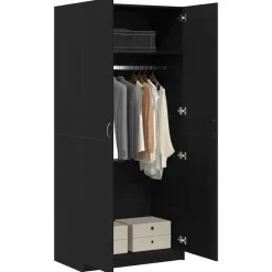 vidaXL - Kledingkast - Zwart - Bewerkt hout Outlet