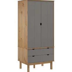 vidaXL - Kledingkast OTTA met 2 lades - Hout - Bruin en grijs - 76.5x53x172 cm Outlet