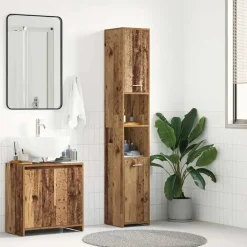 vidaXL - Kolomkast met 2 deuren 2 vakken - Zwart eiken - Hout - 30x30x183.5 cm Discount