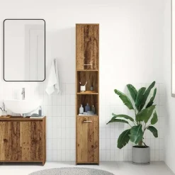 vidaXL - Kolomkast met 2 deuren 2 vakken - Zwart eiken - Hout - 30x30x183.5 cm Discount