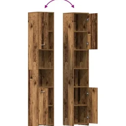 vidaXL - Kolomkast met 2 deuren 2 vakken - Zwart eiken - Hout - 30x30x183.5 cm Discount