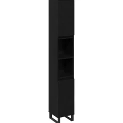 vidaXL - Kolomkast met 2 deuren 2 vakken - Zwart eiken - Hout - 30x30x190 cm Outlet