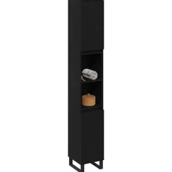 vidaXL - Kolomkast met 2 deuren 2 vakken - Zwart eiken - Hout - 30x30x190 cm Outlet