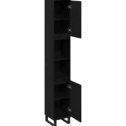 vidaXL - Kolomkast met 2 deuren 2 vakken - Zwart eiken - Hout - 30x30x190 cm Outlet