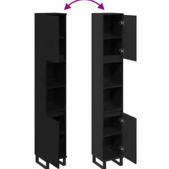 vidaXL - Kolomkast met 2 deuren 2 vakken - Zwart eiken - Hout - 30x30x190 cm Outlet