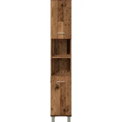 vidaXL - Kolomkast met 2 deuren 2 vakken oud hout - Bewerkt hout - 30x30x179 cm Discount