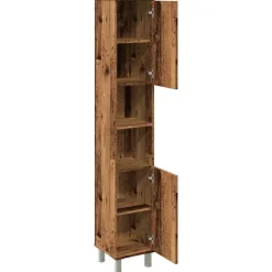 vidaXL - Kolomkast met 2 deuren 2 vakken oud hout - Bewerkt hout - 30x30x179 cm Discount