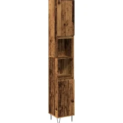 vidaXL - Kolomkast met 2 deuren 2 vakken oud hout - Ijzer en hout - 30x30x190 cm Online