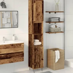 vidaXL - Kolomkast met 2 deuren 2 vakken oud hout - Ijzer en hout - 30x30x190 cm Online