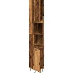 vidaXL - Kolomkast met 2 deuren 2 vakken oud hout - Ijzer en hout - 30x30x190 cm Online