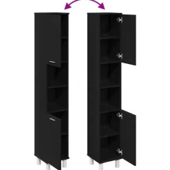 vidaXL - Kolomkast met 2 deuren 2 vakken - Zwart eiken - Hout - 30x30x179 cm Best