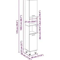 vidaXL - Kolomkast met 2 deuren 2 vakken - Zwart eiken - Hout - 30x30x179 cm Best