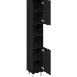 vidaXL - Kolomkast met 2 deuren 2 vakken - Zwart eiken - Hout - 30x30x179 cm Best