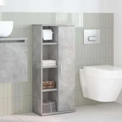 vidaXL - Kolomkast met rolhouder - Betongrijs - Bewerkt hout - 39x22x90 cm New