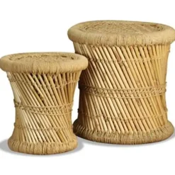 vidaXL - Kruk - Bruin - Bamboe - 2 stuks Clearance