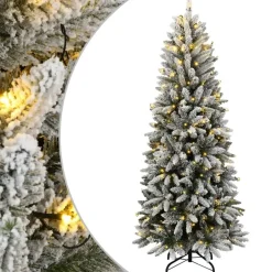 vidaXL - Kunstkerstboom met 150 LED's en sneeuw 150 cm - Groen en wit - PVC Best