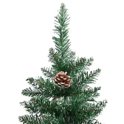 vidaXL - Kunstkerstboom met zwarte ballen 180 cm - Groen en wit - PVC en hout Outlet