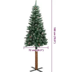 vidaXL - Kunstkerstboom met zwarte ballen 180 cm - Groen en wit - PVC en hout Outlet