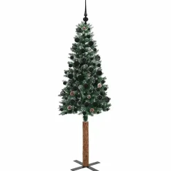 vidaXL - Kunstkerstboom met zwarte ballen 180 cm - Groen en wit - PVC en hout Outlet