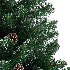 vidaXL - Kunstkerstboom met zwarte ballen 180 cm - Groen en wit - PVC en hout Outlet