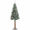 vidaXL - Kunstkerstboom met roze ballen 180 cm - Groen en wit - PVC en hout Clearance