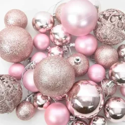vidaXL - Kunstkerstboom met roze ballen 180 cm - Groen en wit - PVC en hout Clearance