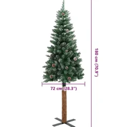 vidaXL - Kunstkerstboom met roze ballen 180 cm - Groen en wit - PVC en hout Clearance