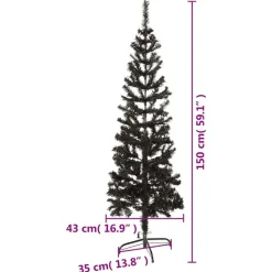 vidaXL - Kunstkerstboom met 265 tips en staal standaard 150 cm - Zwart - PVC Clearance
